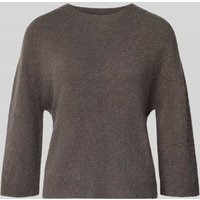 Oui Relaxed Fit Pullover mit Alpaka-Anteil in Strick-Optik in Dunkelbraun, Größe 38 von Oui