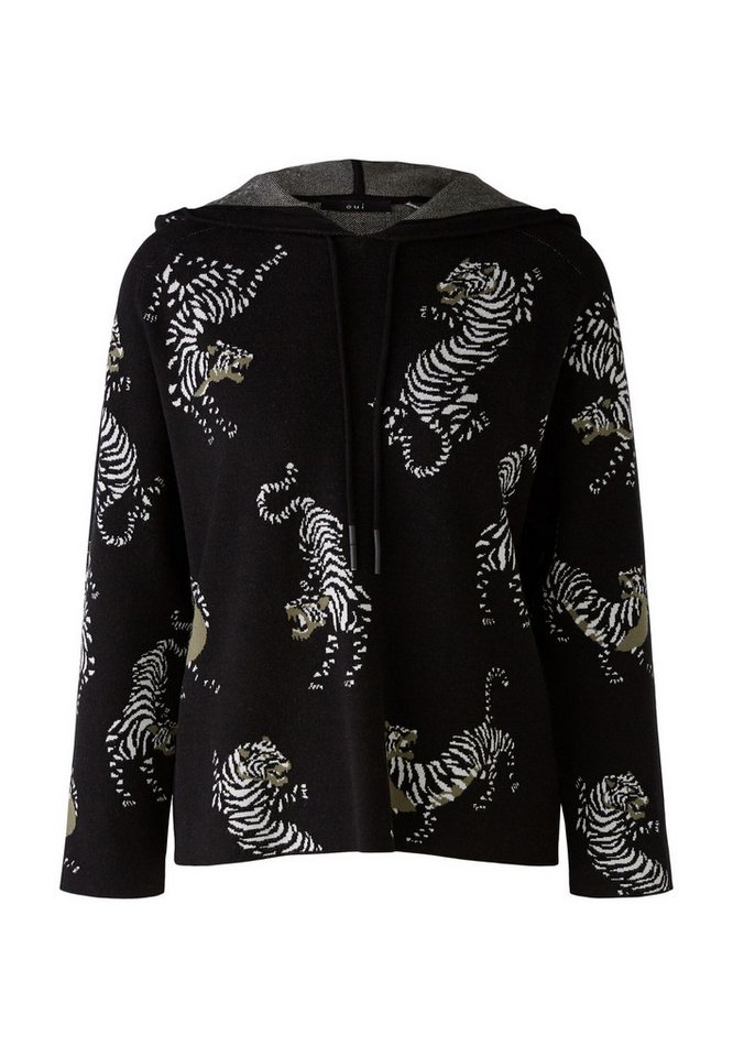 Oui Rundhalspullover Kapuzenpullover Viskosemischung von Oui