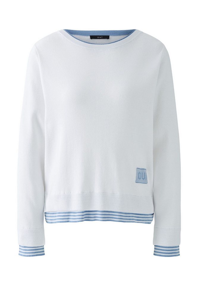 Oui Rundhalspullover LEEZA Pullover reine Baumwolle von Oui