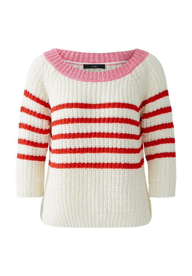 Oui Rundhalspullover Pullover Bändchengarn von Oui