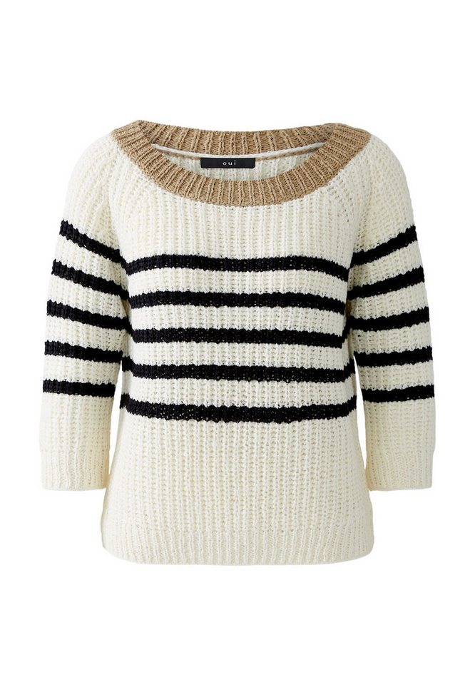 Oui Rundhalspullover Pullover Bändchengarn von Oui