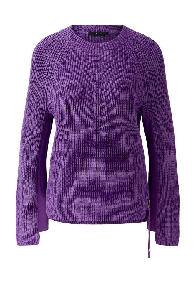 Oui Rundhalspullover RUBI Pullover mit Reßverschuss von Oui