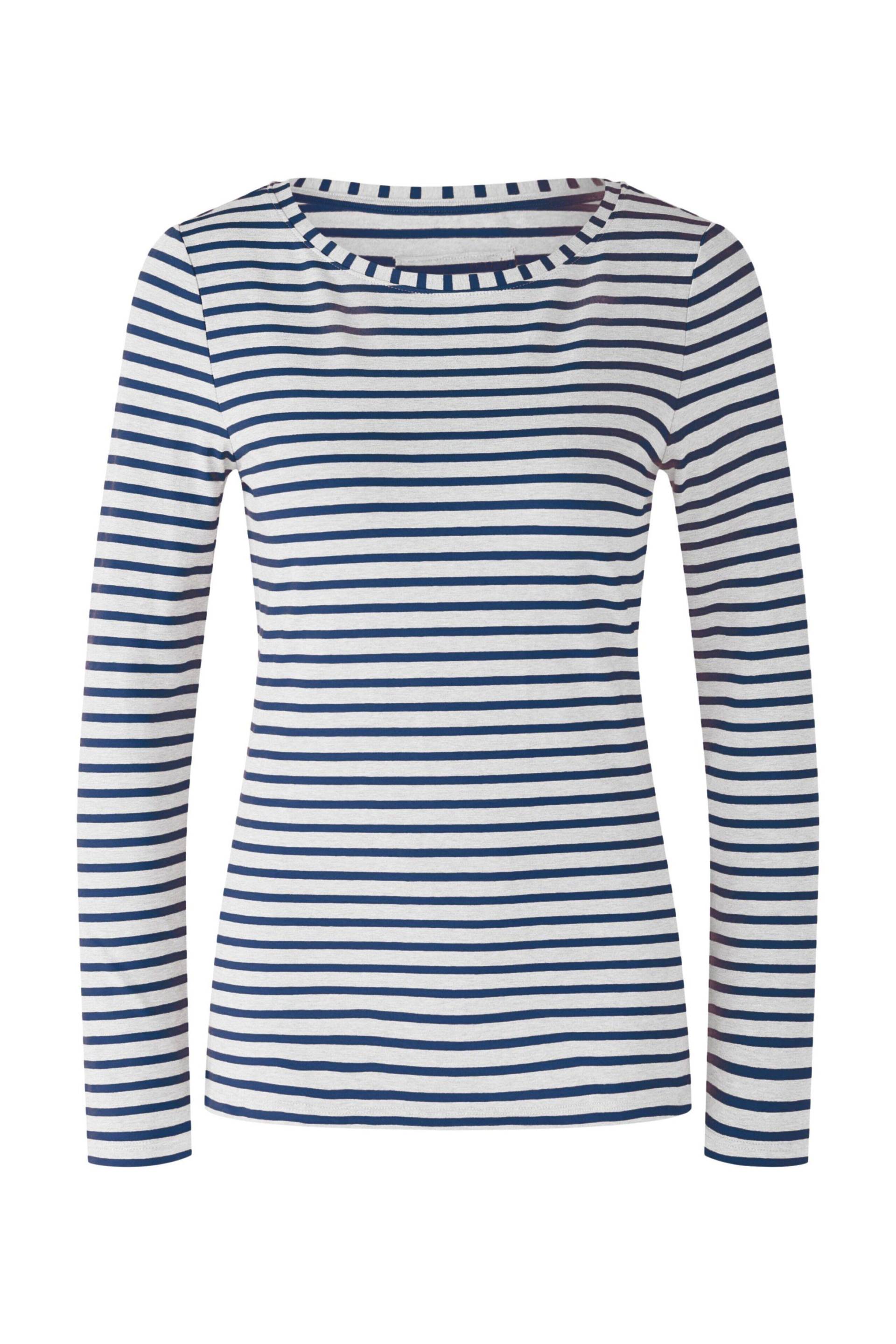 Oui - SUMIKO Langarmshirt elastische Cotton-Modalmischung dk blue white - Gr. - 44 von Oui