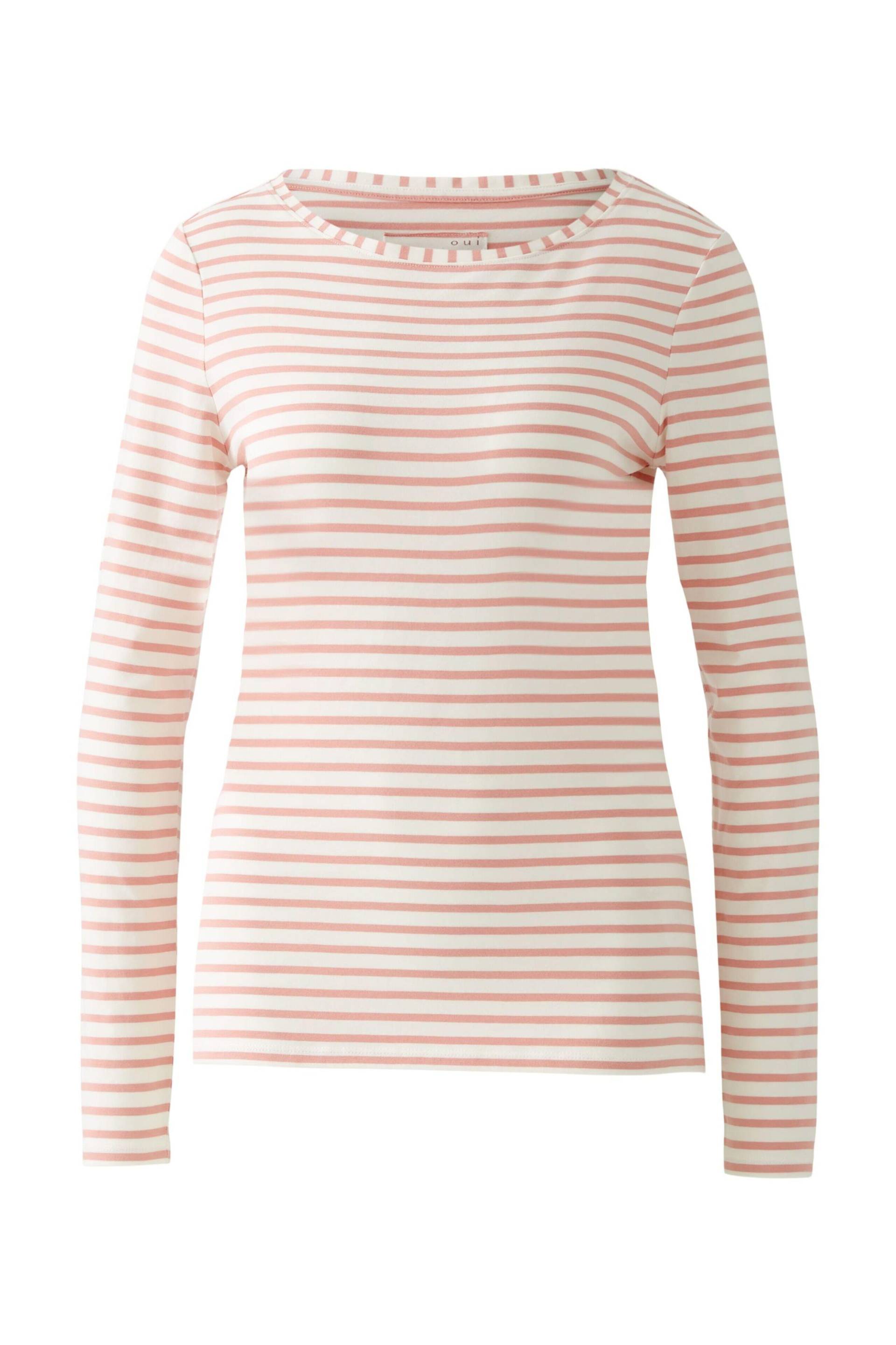 Oui - SUMIKO Langarmshirt elastische Cotton-Modalmischung rose white - Gr. - 44 von Oui