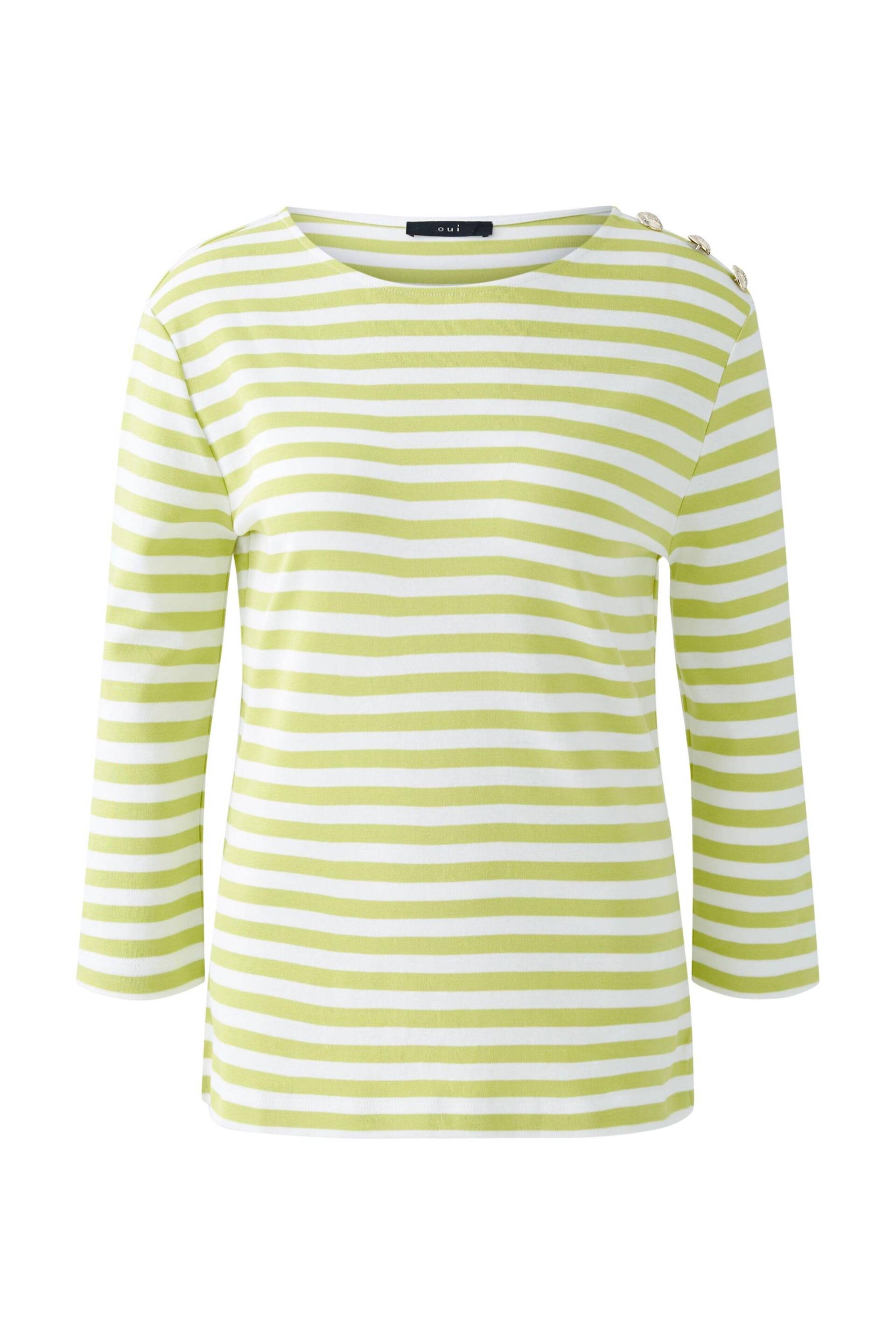 Oui - SUNALA T-Shirt reine Baumwolle green white - Gr. - 38 von Oui