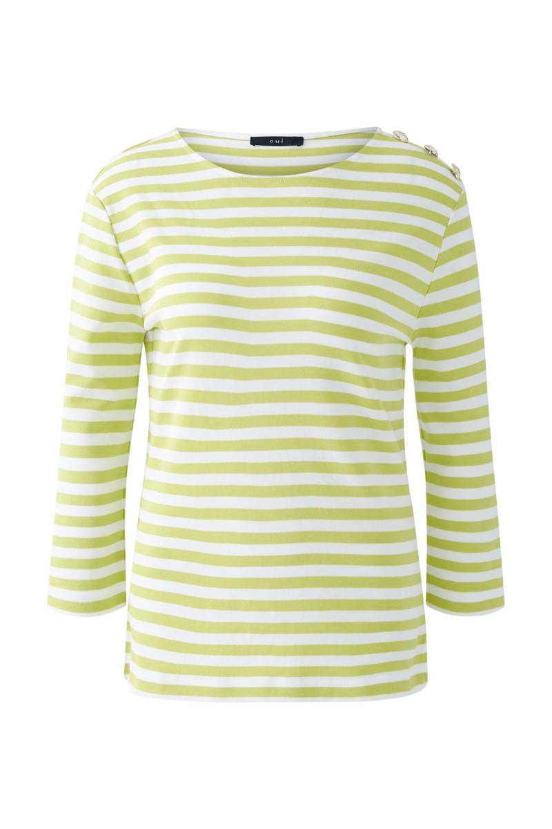 Oui - SUNALA T-Shirt reine Baumwolle green white - Gr. - 38 von Oui