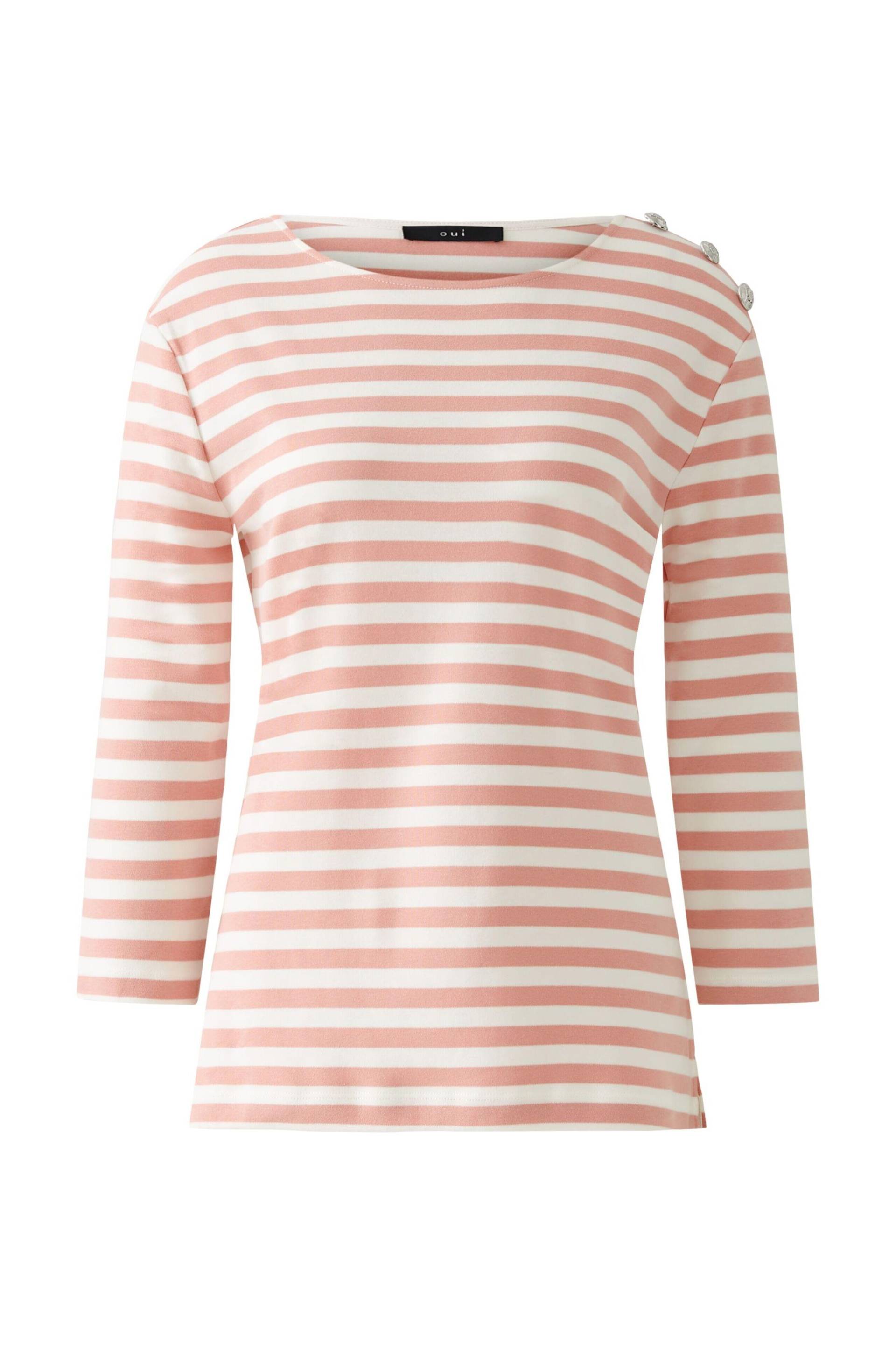 Oui - SUNALA T-Shirt reine Baumwolle rose white - Gr. - 36 von Oui