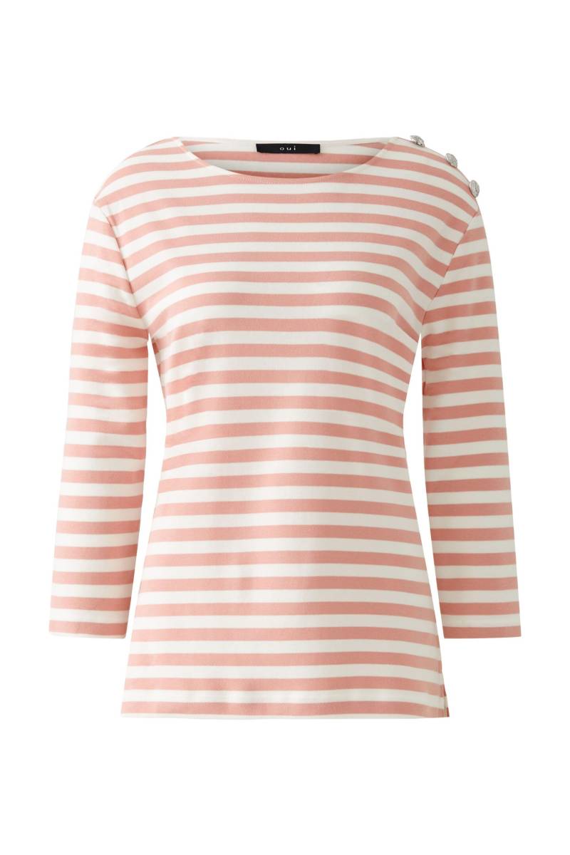 Oui - SUNALA T-Shirt reine Baumwolle rose white - Gr. - 40 von Oui