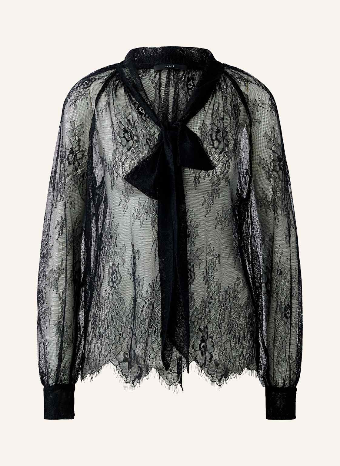 Oui Schluppenbluse Aus Spitze schwarz von Oui