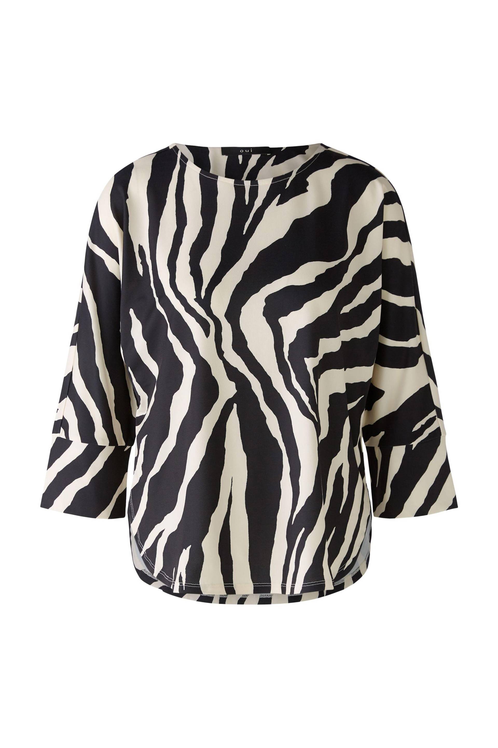 Oui - Shirt Silky Touch Qualität offwhite black - Gr. - 38 von Oui