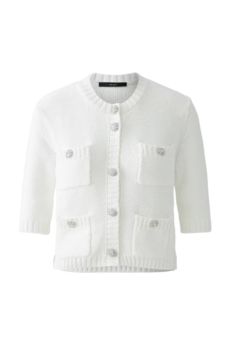 Oui - Strickjacke Baumwollmischung cloud dancer - Gr. - 36 von Oui