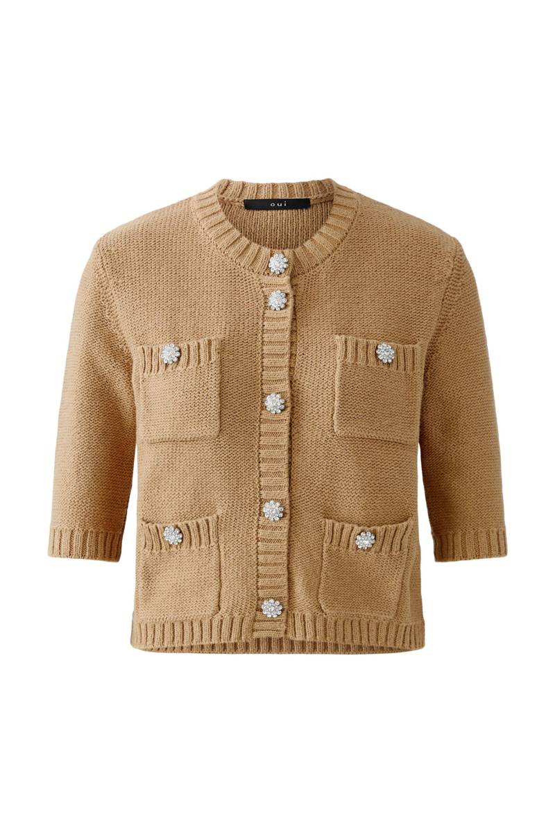 Oui - Strickjacke Baumwollmischung salty caramel - Gr. - 42 von Oui