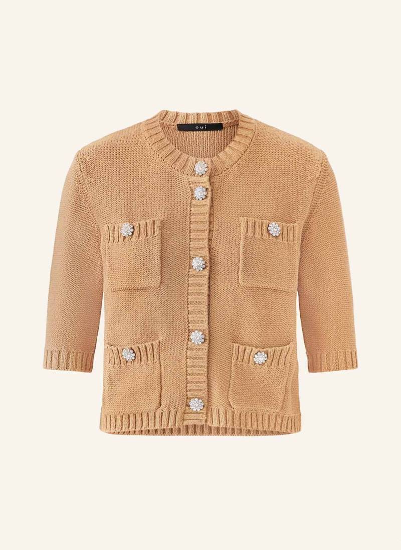 Oui Strickjacke Mit 3/4-Arm beige von Oui
