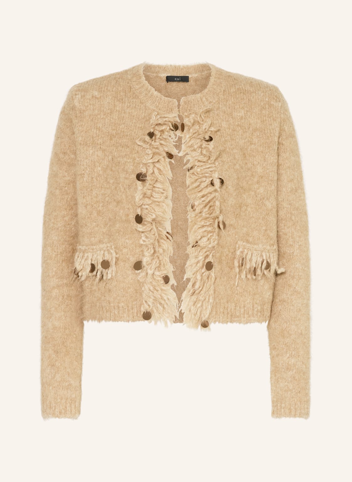 Oui Strickjacke Mit Alpaka beige von Oui