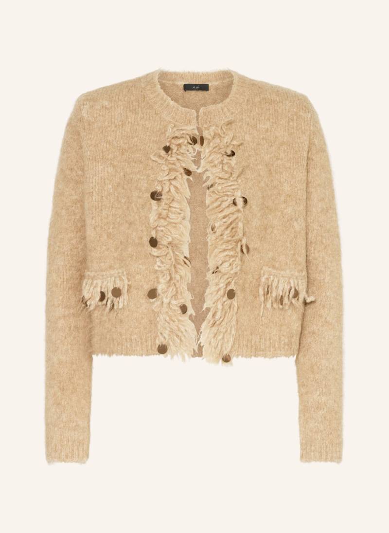 Oui Strickjacke Mit Alpaka beige von Oui