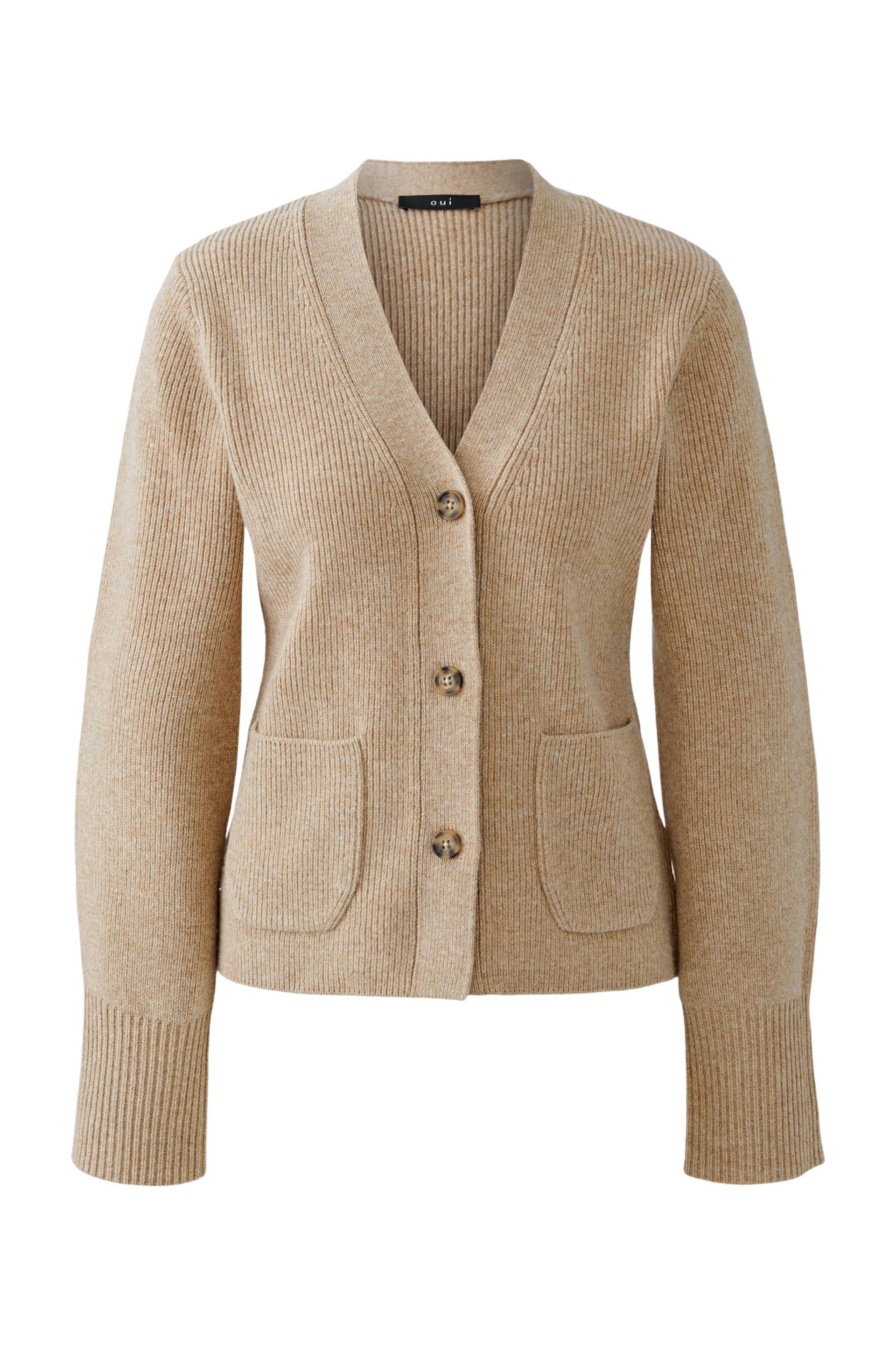 Oui - Strickjacke beigemel - Gr. - 36 von Oui