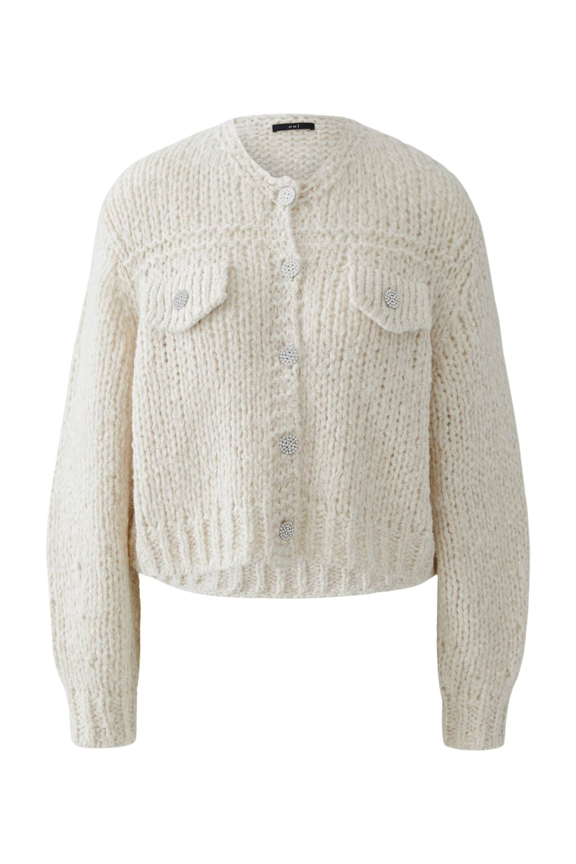 Oui - Strickjacke light beige mel - Gr. - 34 von Oui