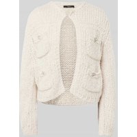 Oui Strickjacke mit Woll-Anteil und Label-Details in Beige, Größe 42 von Oui