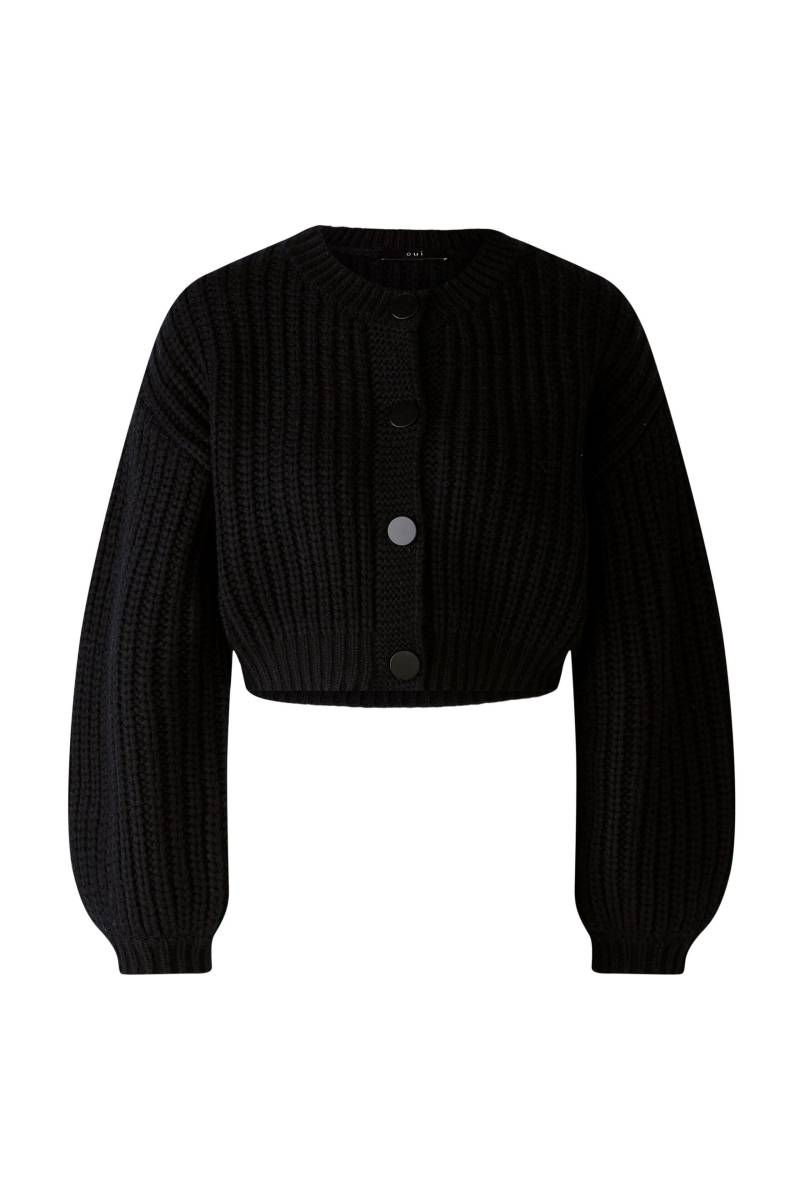 Oui - Strickjacke mit Wolle black - Gr. - 38 von Oui