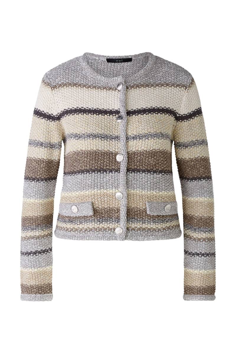 Oui - Strickjacke mit dekorativen Knöpfen lt stone taupe - Gr. - 44 von Oui