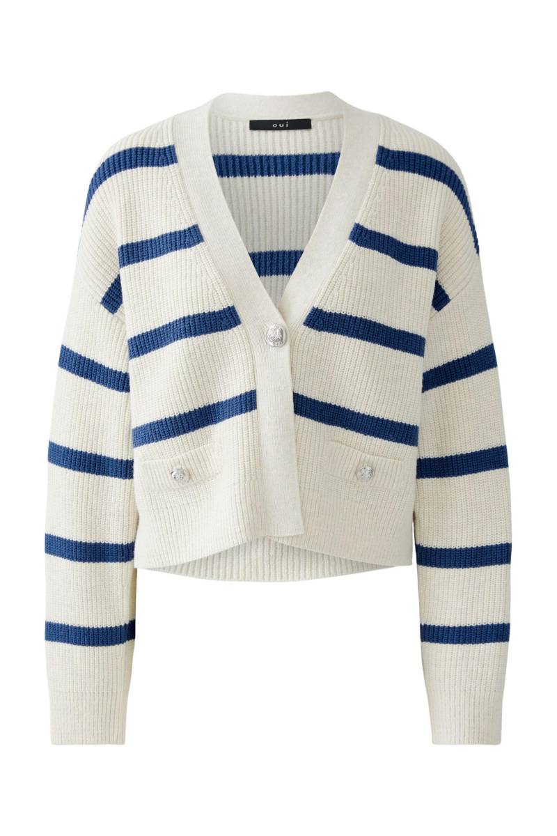 Oui - Strickjacke offwhite blue - Gr. - 38 von Oui