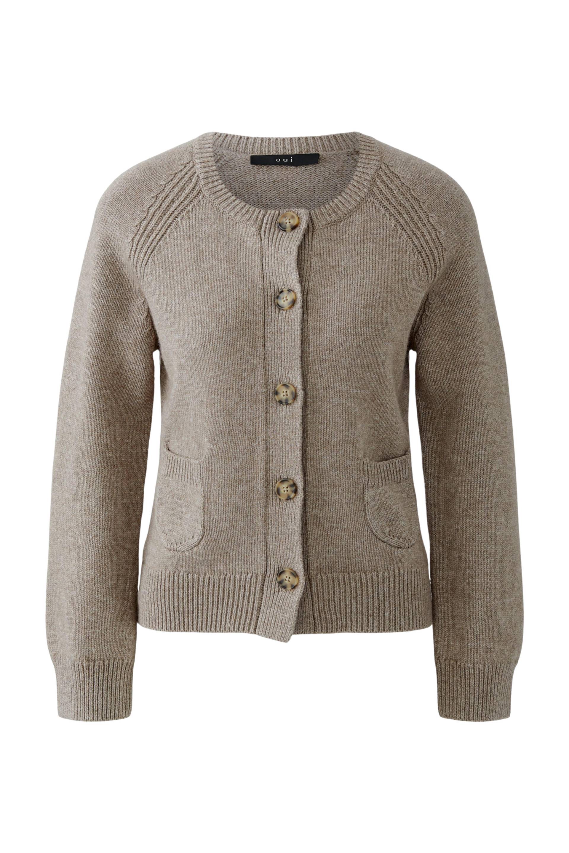 Oui - Strickjacke smokey taupe - Gr. - 38 von Oui