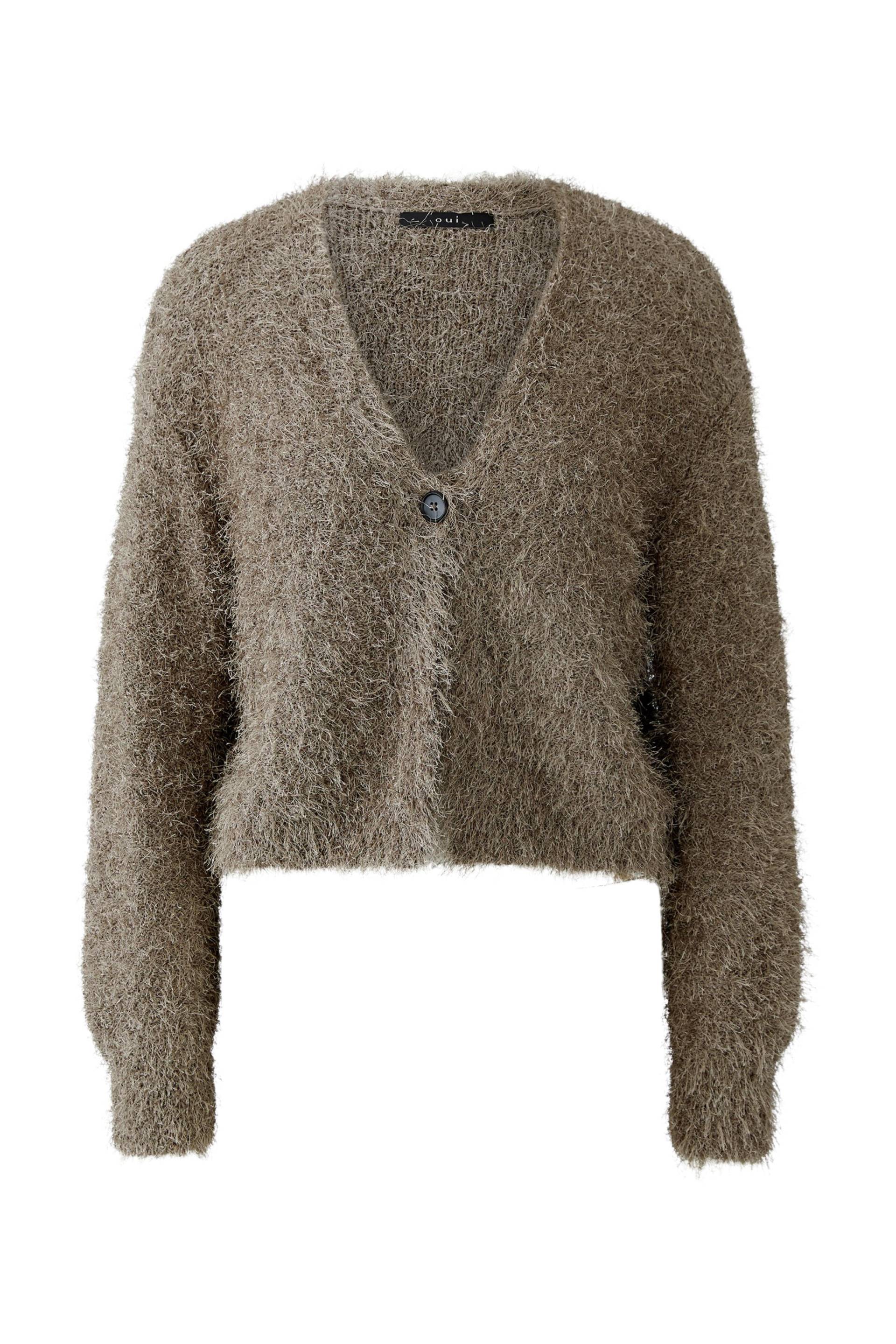 Oui - Strickjacke smokey taupe - Gr. - 40 von Oui