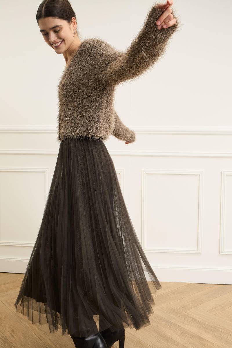 Oui - Strickjacke smokey taupe - Gr. - 42 von Oui