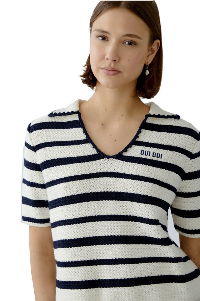 Oui Strickpullover Oui Polopullover im Streifendesign (1-tlg) von Oui