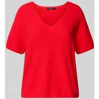 Oui Strickshirt mit abgerundetem V-Ausschnitt in Rot, Größe 36 von Oui