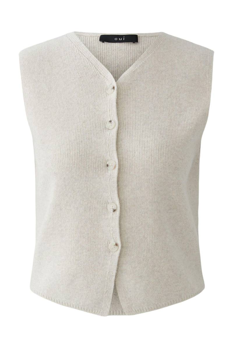 Oui - Strickweste light beige mel - Gr. - 44 von Oui