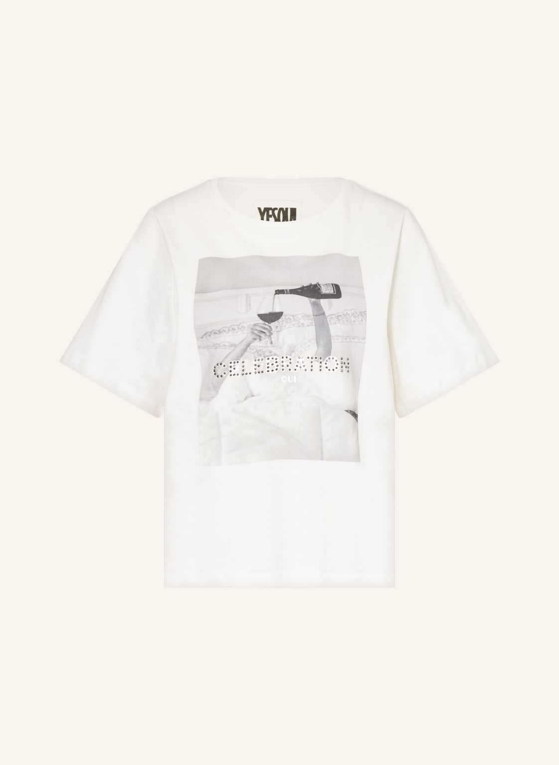 Oui T-Shirt Mit Schmucksteinen weiss von Oui