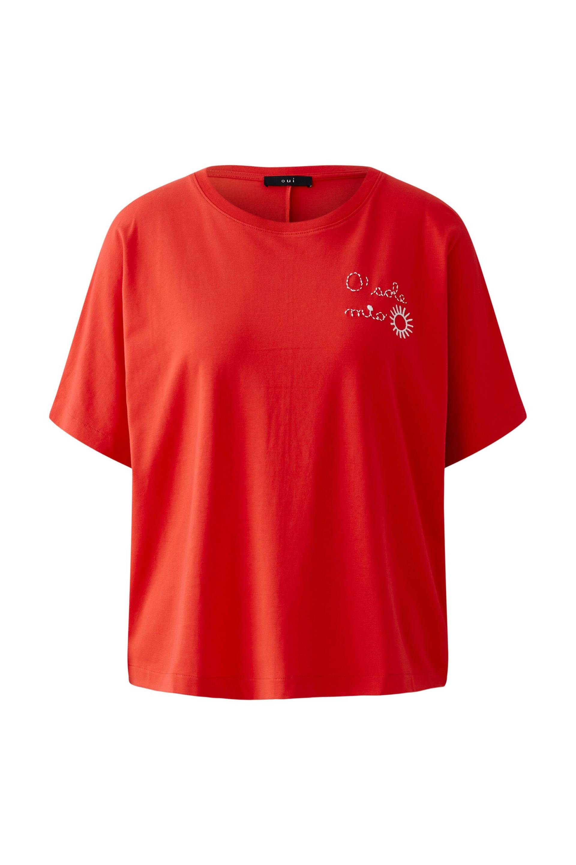 Oui - T-Shirt elastische Baumwoll- Modalmischung lipstick red - Gr. - 38 von Oui