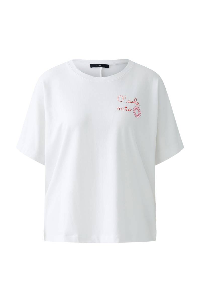 Oui - T-Shirt elastische Baumwoll- Modalmischung optic white - Gr. - 38 von Oui