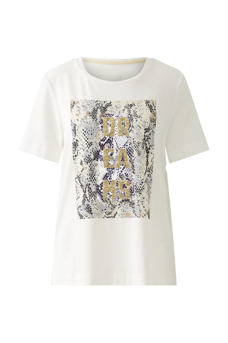Oui - T-Shirt mit Schlangenprint weiß - Gr. - 46 von Oui