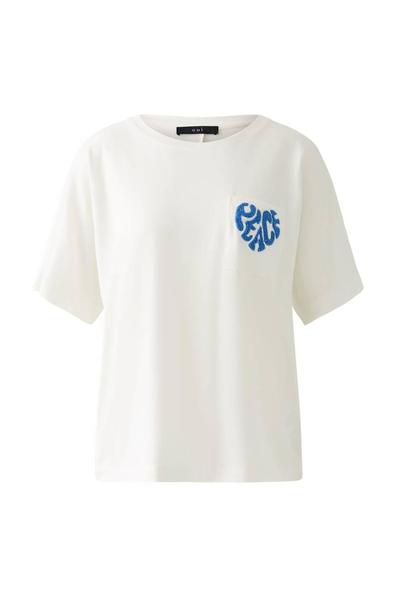 Oui - T-Shirt white blue - Gr. - 44 von Oui