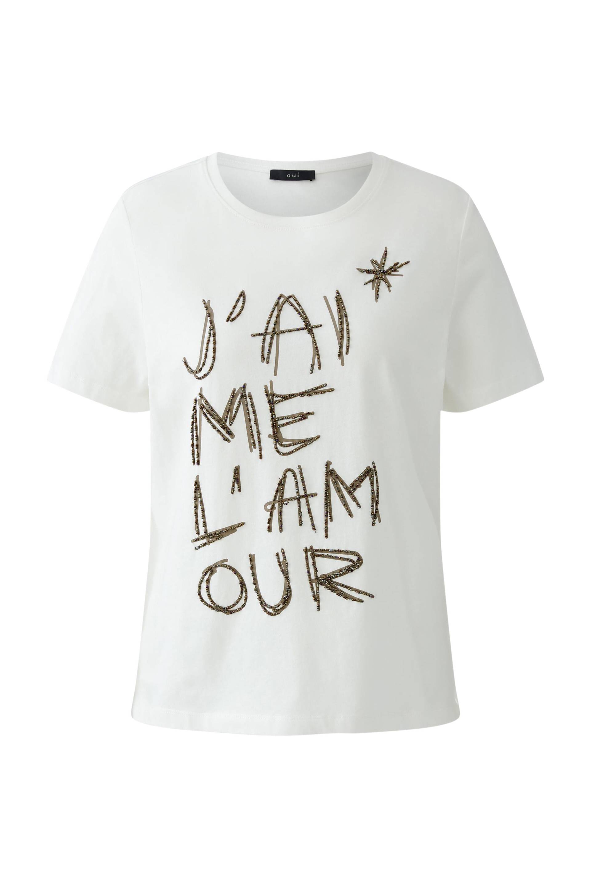 Oui - T-Shirt white brown - Gr. - 42 von Oui