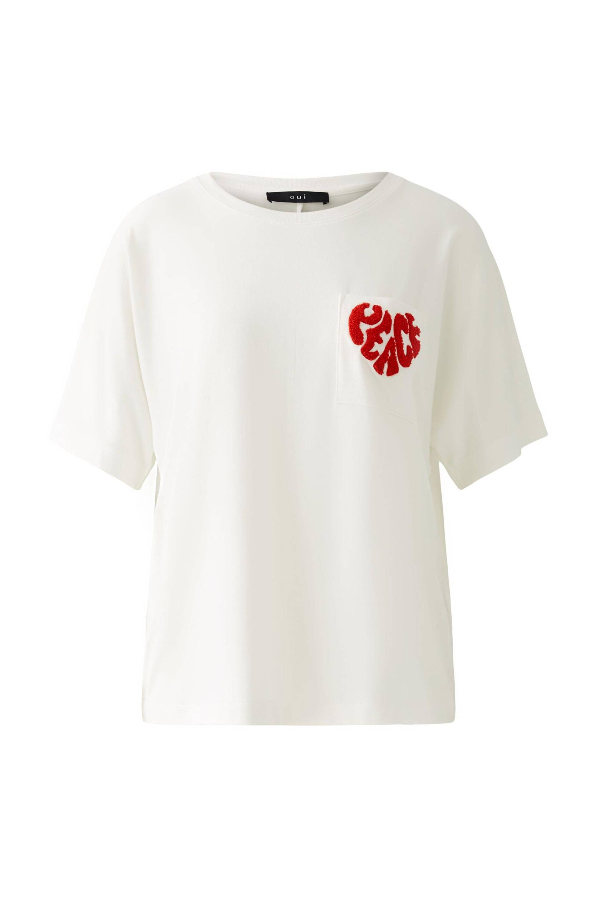 Oui - T-Shirt white red - Gr. - 38 von Oui