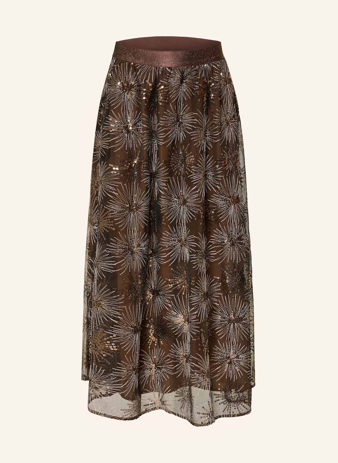 Oui Tüllrock Mit Pailletten Und Glitzergarn braun von Oui