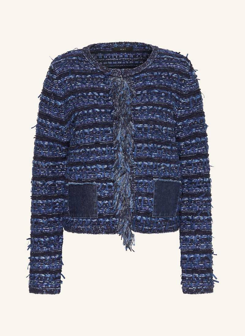 Oui Tweed-Jacke Mit Glitzergarn blau von Oui