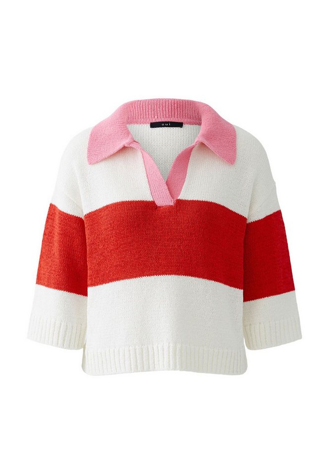 Oui V-Ausschnitt-Pullover Pullover Baumwollmischung von Oui