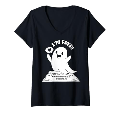 Damen Niedlicher Geist spielt Ouija Board Gothic Ouija Heidnisch Lustig T-Shirt mit V-Ausschnitt Damen Niedlicher Geist spielt Ouija Board Gothic Ouija Heidnisch Lustig T-Shirt mit V-Ausschnitt von Ouija Board Halloween Occult Witchcraft Wiccan