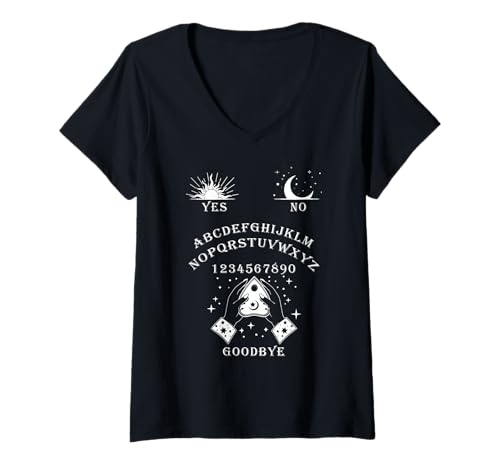 Damen Ouija Board Gothic Ouija Heidnischer Satanischer Geisterköder Halloween T-Shirt mit V-Ausschnitt Damen Ouija Board Gothic Ouija Heidnischer Satanischer Geisterköder Halloween T-Shirt mit V-Ausschnitt von Ouija Board Halloween Occult Witchcraft Wiccan