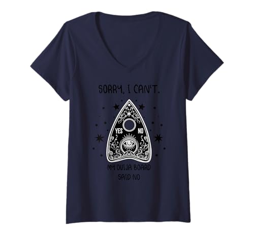 Damen Sorry I Can't My Ouija Board SAGT Nein Lustiges Paranormal T-Shirt mit V-Ausschnitt Damen Sorry I Can't My Ouija Board SAGT Nein Lustiges Paranormal T-Shirt mit V-Ausschnitt von Ouija Board Halloween Occult Witchcraft Wiccan