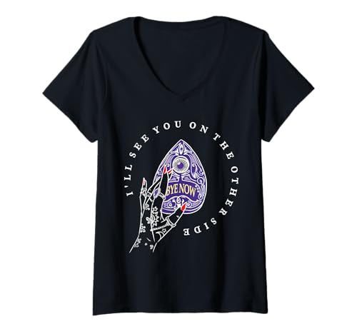 Damen Ouija Board Spirit Psychic Witch Gruseliges Okkultes Halloween T-Shirt mit V-Ausschnitt Damen Ouija Board Spirit Psychic Witch Gruseliges Okkultes Halloween T-Shirt mit V-Ausschnitt von Ouija Board Witch Aesthetic Spooky Witchy Magic