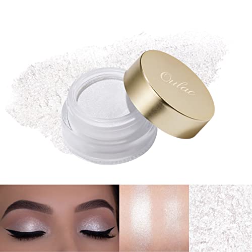 Oulac Glitzer Lidschatten weiß| Lidschatten & Highlighter Duo| Glitzer Schmink| Wasserfest & Langlebig| Glitzer Finish| Verblendbares & faltenfreies Augen-Makeup| Vegan & Cruelty-Free|06g (01) von Oulac