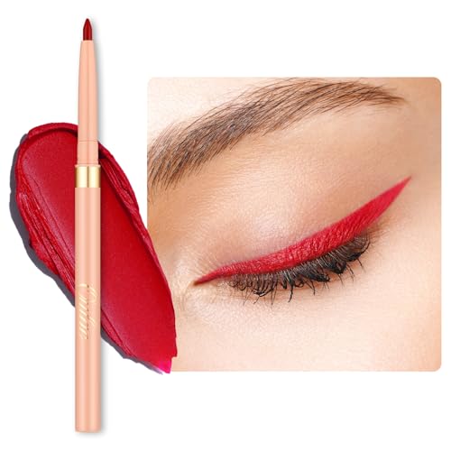 OULAC Rot Eye Liner & Lipliner Stift 2 IN 1, Wischfester, Waterproof Schwenkbarer Kajalstifte, Langanhaltender Matte Finish, Schnelltrocknung, Hochpigmentierter, Vegan (L08) Ruby von Oulac