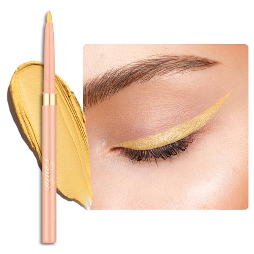 OULAC Gelber Eyeliner Wasserfest, Wischfester Matter Eye Liner Stift Hält 24 Stunden+, Hochpigmentierter Seidiger Drehbarer Kajalstift, Vegan (12) Lemon Cake von Oulac