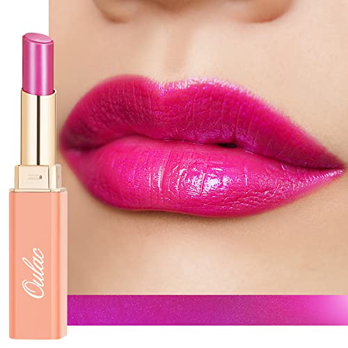 Oulac 2 in1 Lippenstift und Lip Balm, Saftiger und Glänzender lippenpflege Lippenstift, Glänzendes Finish für Trockene, Rissige und Spröde Lippen, Feuchtigkeitsglänzender Lippenstift (S2) Ultra Violet von Oulac