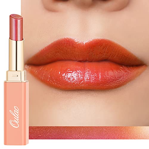 Oulac 2 in1 Schimmernder Lippenstift und Lip Balm Kupfer, Saftiger und Glänzender lippenpflege Lippenstift, Hydratisierte Lippen, Glänzendes Finish für Trockene, Rissige und Spröde Lippen, Vegan (S01) von Oulac